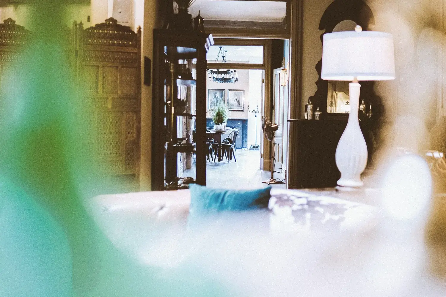 Layered view through the historic rooms of The Old Ruth