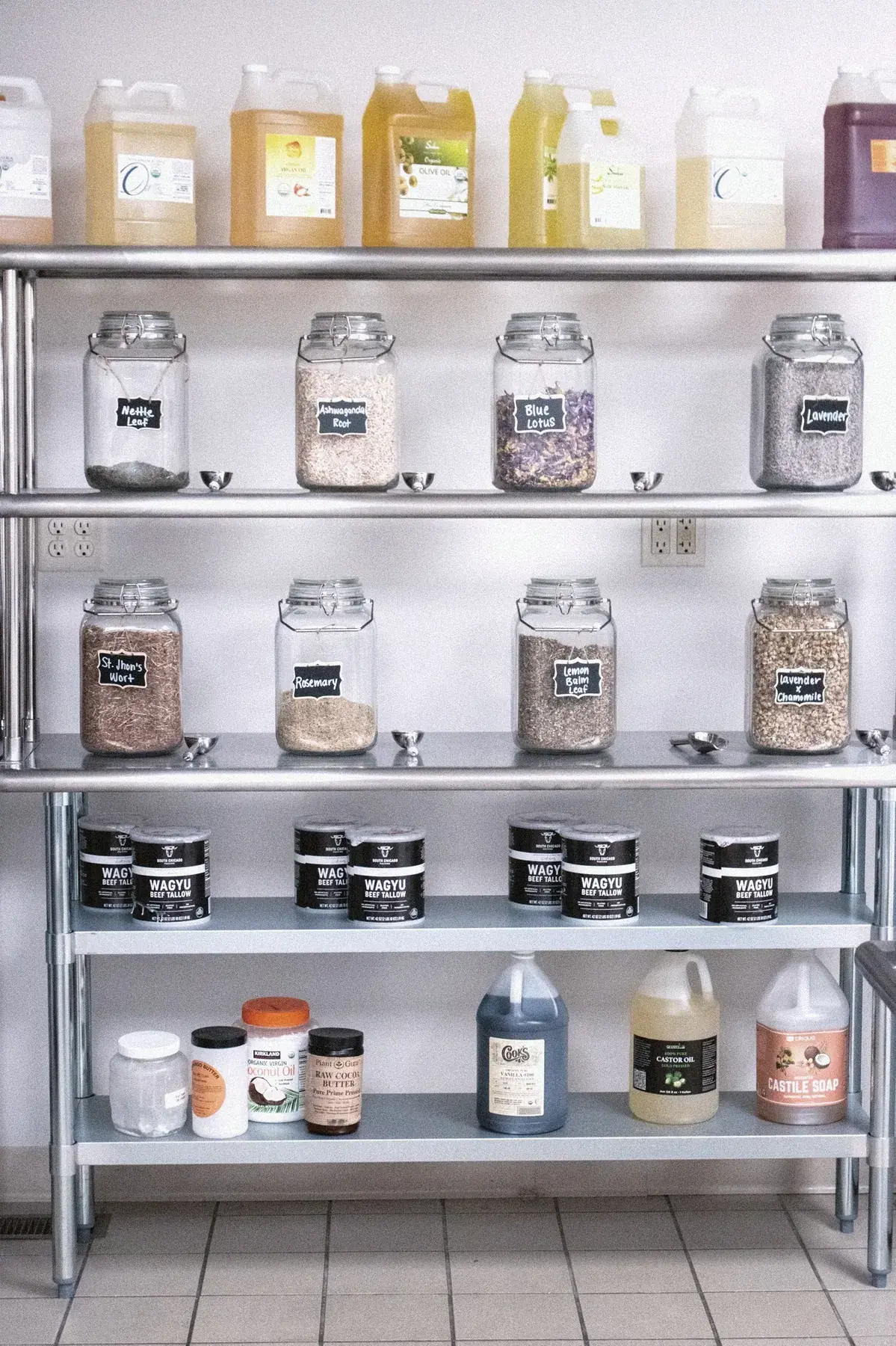 Organic oils, herbs, and wellness ingredients at The Old Ruth executive wellness suites